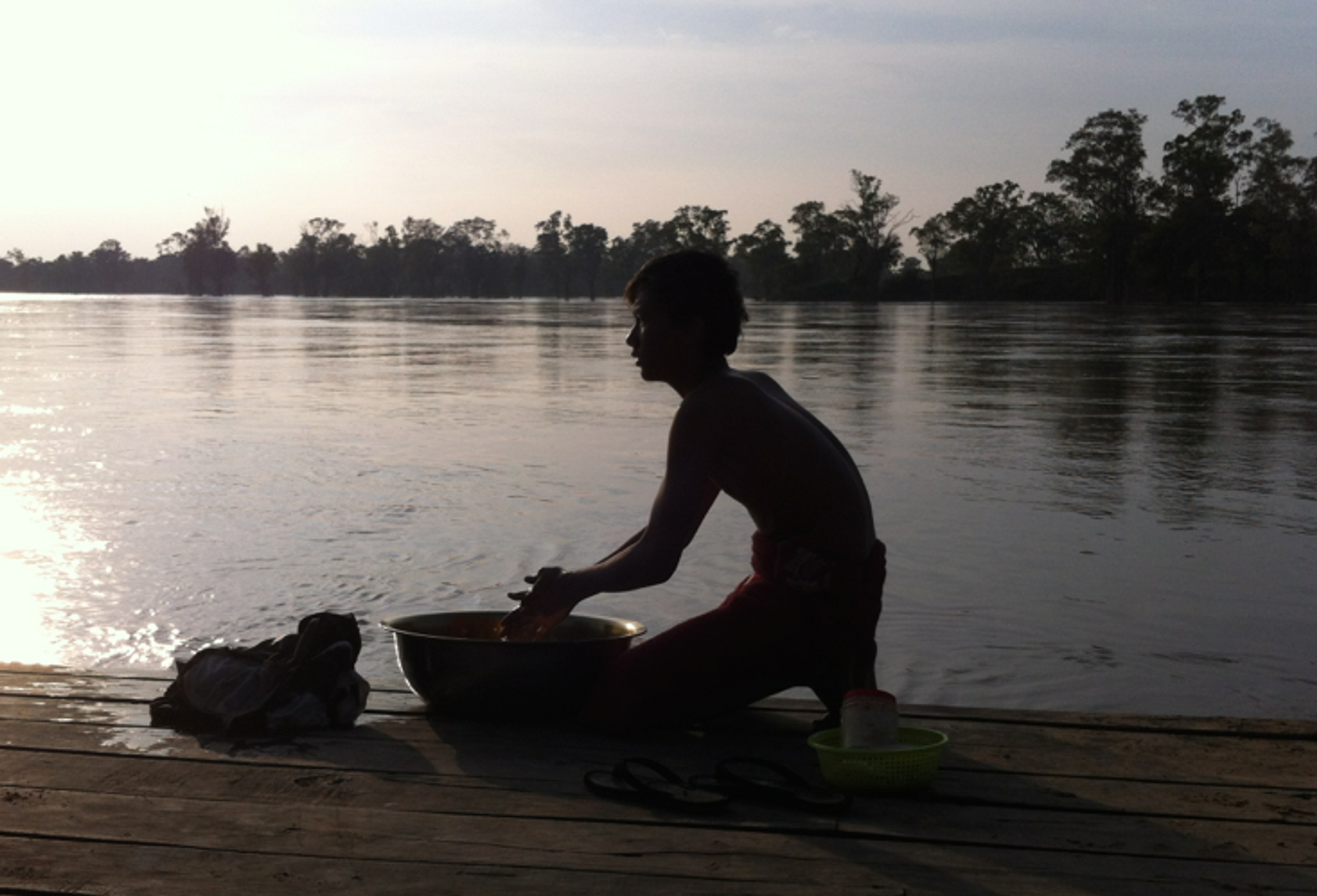 Washing on the banks of the Mekong
